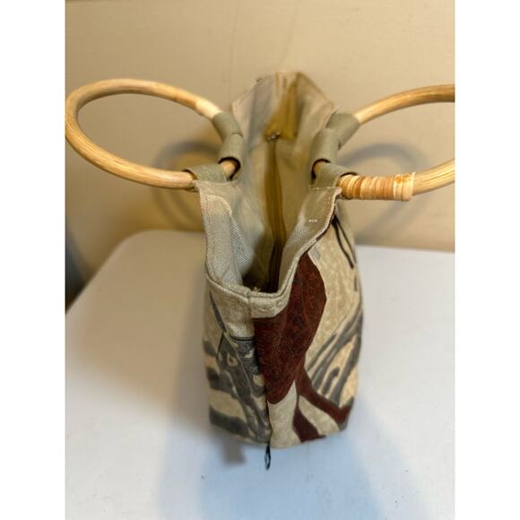 Sun N Sand Small Tote Bag - Unique Giraffe & Zebra Print, Wood Handle - Picture 4 of 10